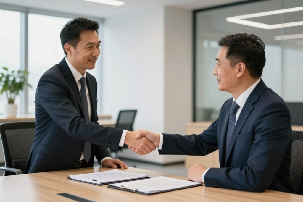 business partnership handshake maikong distributor